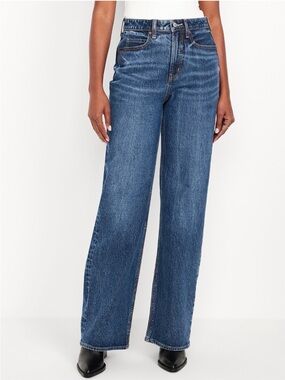 Old Navy Dark Blue High-Rise Wide-Leg Jeans